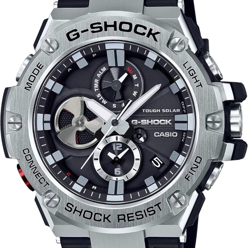 G-SHOCK Casio Stainless Steel Solar Chronograph Watch - Black & Silver